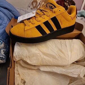 Adidas Gold and Black Classic Sneakers